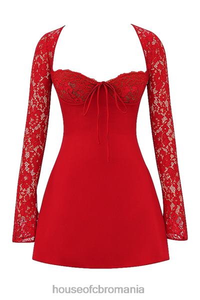 îmbrăcăminte House of CB rochie mini din satin si dantela jennica trandafir rosu X4F68308