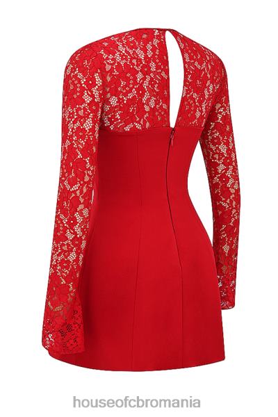 îmbrăcăminte House of CB rochie mini din satin si dantela jennica trandafir rosu X4F68308