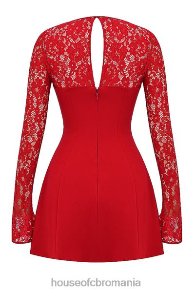 îmbrăcăminte House of CB rochie mini din satin si dantela jennica trandafir rosu X4F68308