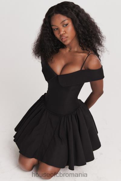 îmbrăcăminte House of CB rochie mini elida neagră cu umăr deschis X4F68139