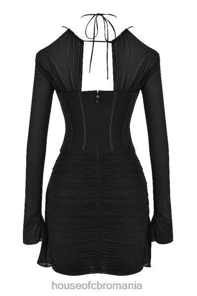 îmbrăcăminte House of CB rochie mini gianna neagra din matase adevarata corset X4F68501