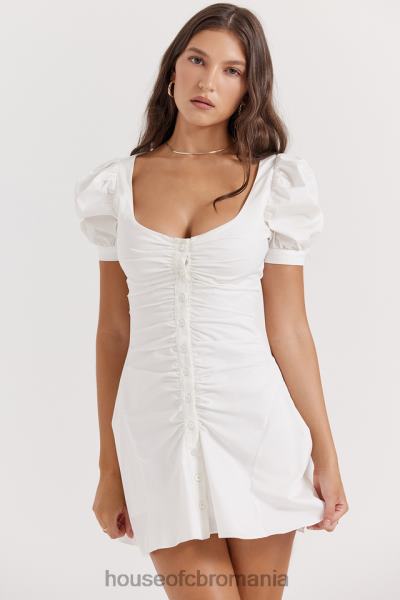 îmbrăcăminte House of CB rochie mini hameda albă cu mâneci bufante X4F68200