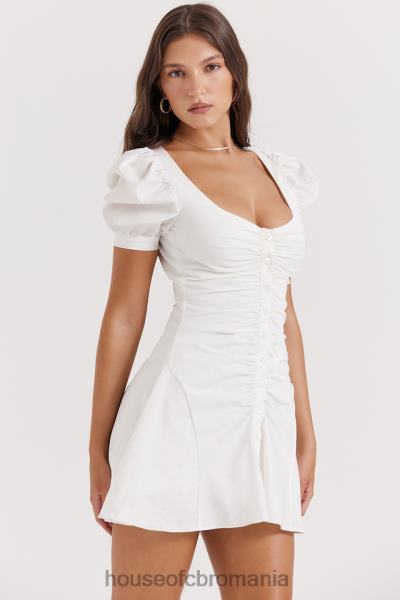 îmbrăcăminte House of CB rochie mini hameda albă cu mâneci bufante X4F68200