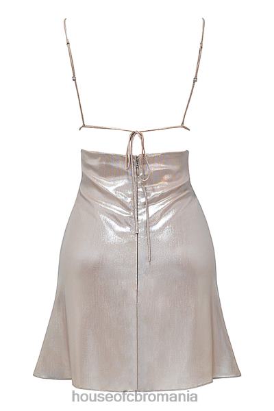 îmbrăcăminte House of CB rochie mini lucilla bej sclipitoare X4F68354