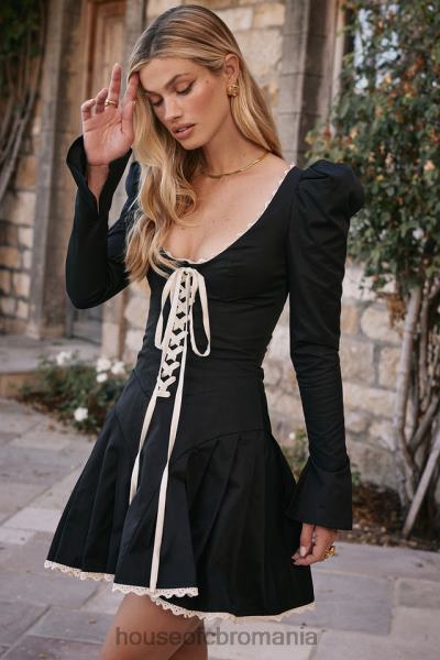 îmbrăcăminte House of CB rochie mini plisata negru si crem larisa X4F68161