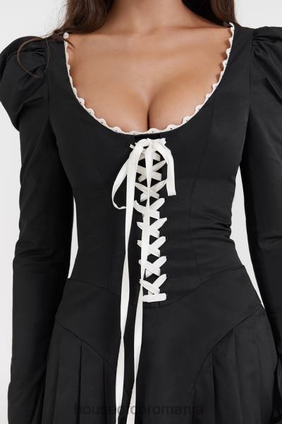 îmbrăcăminte House of CB rochie mini plisata negru si crem larisa X4F68161