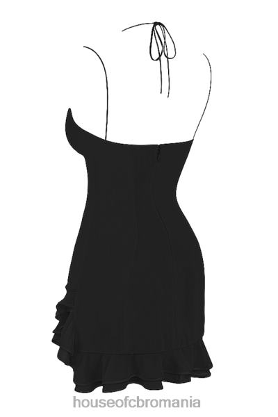îmbrăcăminte House of CB rochie mini rossella neagra cu volane X4F68419