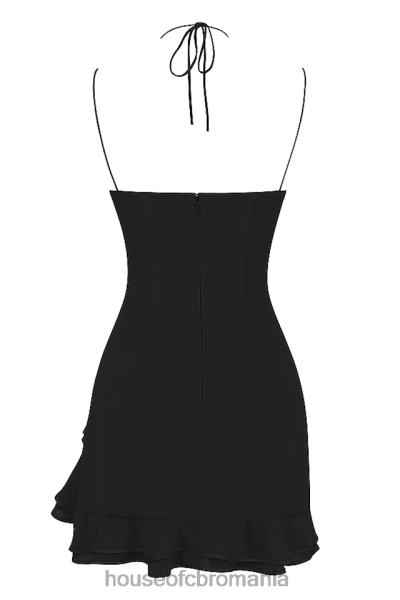 îmbrăcăminte House of CB rochie mini rossella neagra cu volane X4F68419