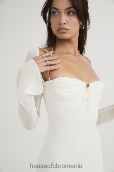 îmbrăcăminte House of CB rochie mini tip babydoll din sifon ivoire X4F68482