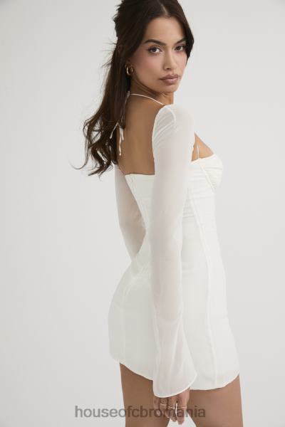 îmbrăcăminte House of CB rochie mini tip babydoll din sifon ivoire X4F68482