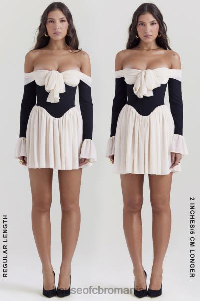 îmbrăcăminte House of CB rochie alana neagră și crem cu umăr dezactivat X4F68124
