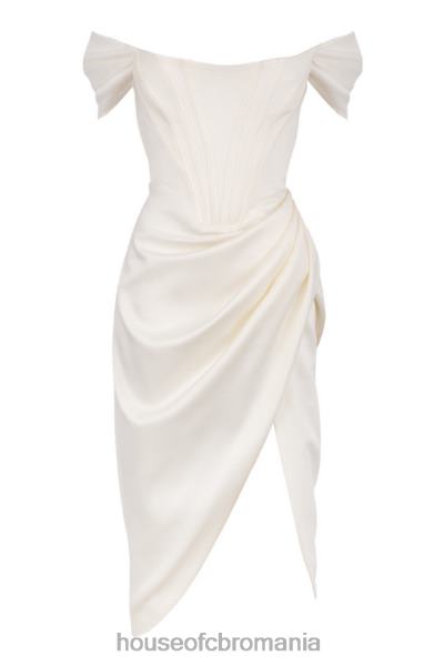 îmbrăcăminte House of CB rochie loretta ivory din satin cu umeri X4F68625