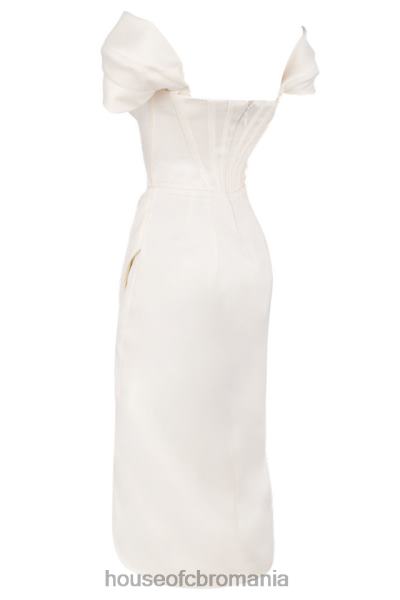 îmbrăcăminte House of CB rochie loretta ivory din satin cu umeri X4F68625