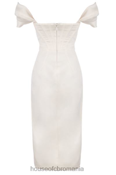 îmbrăcăminte House of CB rochie loretta ivory din satin cu umeri X4F68625