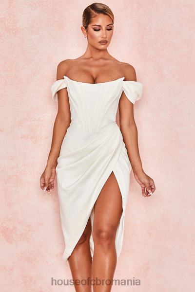 îmbrăcăminte House of CB rochie loretta ivory din satin cu umeri X4F68625