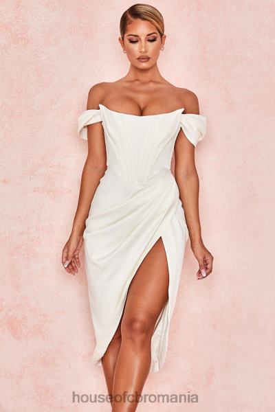 îmbrăcăminte House of CB rochie loretta ivory din satin cu umeri X4F68625