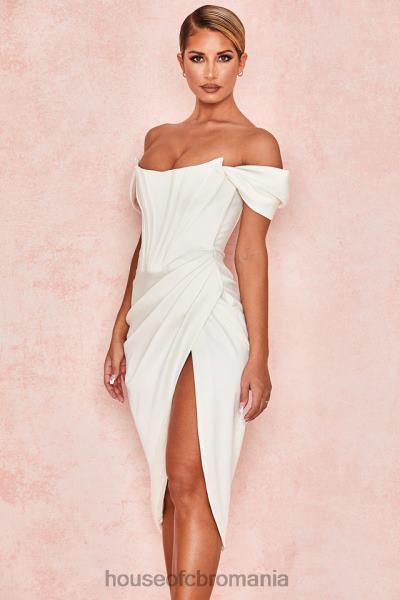 îmbrăcăminte House of CB rochie loretta ivory din satin cu umeri X4F68625