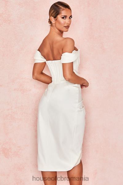 îmbrăcăminte House of CB rochie loretta ivory din satin cu umeri X4F68625