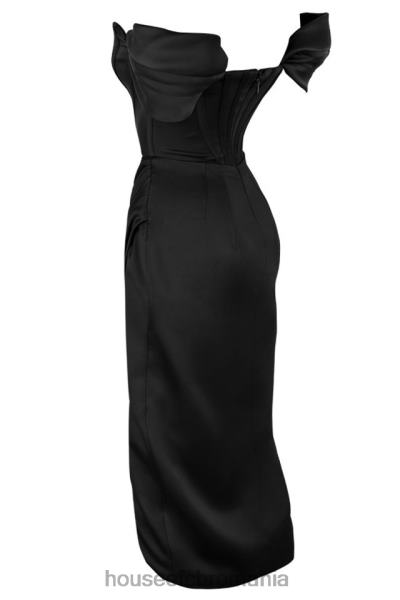 îmbrăcăminte House of CB rochie loretta neagră din satin cu umăr dezactivat X4F68626