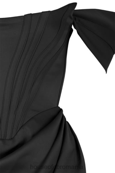 îmbrăcăminte House of CB rochie loretta neagră din satin cu umăr dezactivat X4F68626