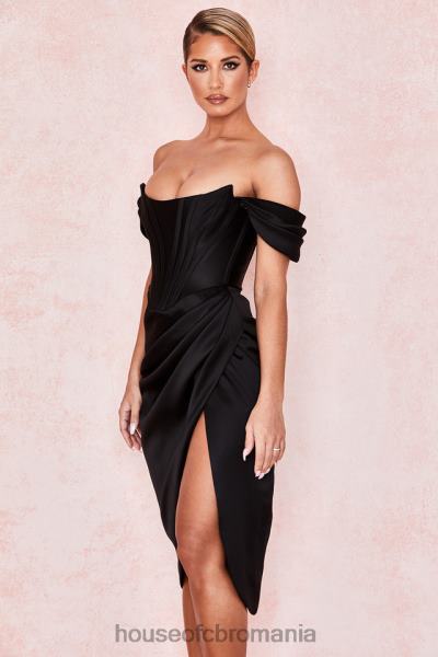 îmbrăcăminte House of CB rochie loretta neagră din satin cu umăr dezactivat X4F68626