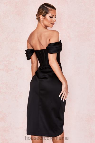 îmbrăcăminte House of CB rochie loretta neagră din satin cu umăr dezactivat X4F68626