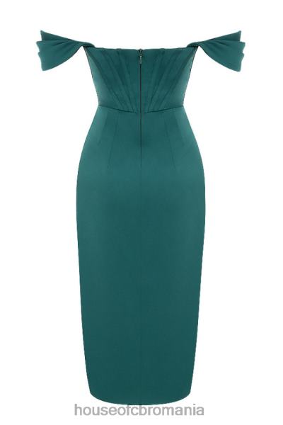 îmbrăcăminte House of CB rochie loretta verde smarald din satin cu umeri X4F68586