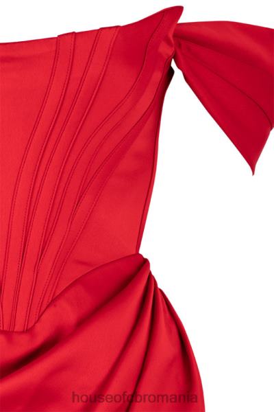 îmbrăcăminte House of CB rochie roșie din satin loretta cu umeri X4F68630