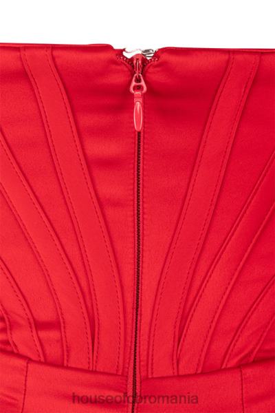 îmbrăcăminte House of CB rochie roșie din satin loretta cu umeri X4F68630