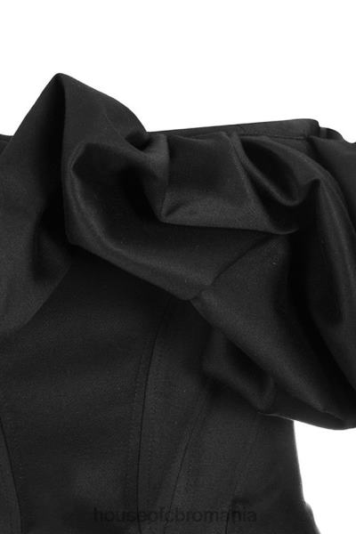 îmbrăcăminte House of CB rochie selena din satin negru cu umeri puf X4F68635