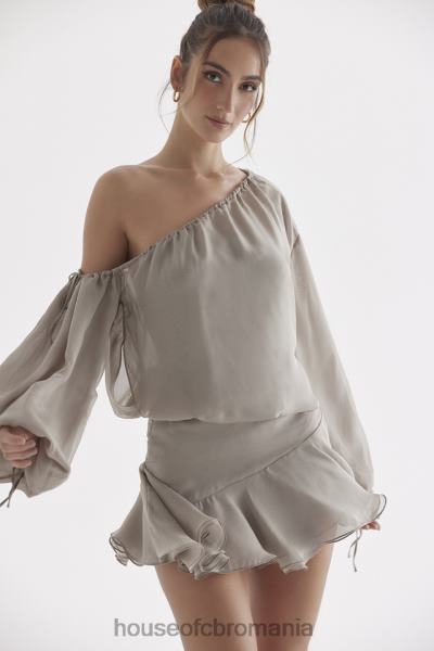 îmbrăcăminte House of CB rochie wilhelmina verde cenușă cu umeri X4F68289