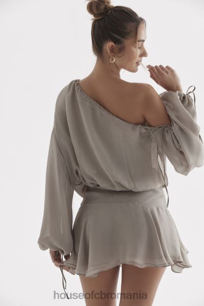 îmbrăcăminte House of CB rochie wilhelmina verde cenușă cu umeri X4F68289
