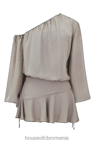 îmbrăcăminte House of CB rochie wilhelmina verde cenușă cu umeri X4F68289