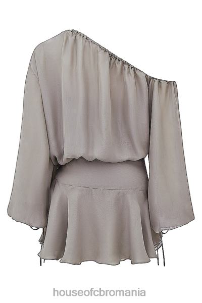 îmbrăcăminte House of CB rochie wilhelmina verde cenușă cu umeri X4F68289