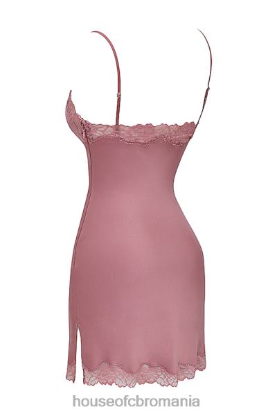 îmbrăcăminte House of CB Rochie slip din satin și dantelă roz nia X4F68369