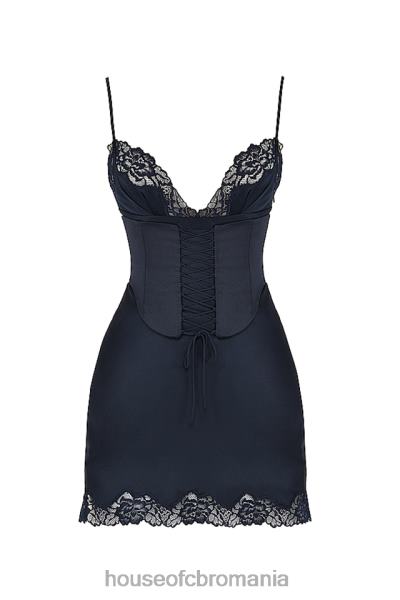 îmbrăcăminte House of CB rochie slip din satin bleumarin soraya X4F68372