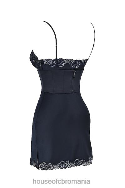 îmbrăcăminte House of CB rochie slip din satin bleumarin soraya X4F68372