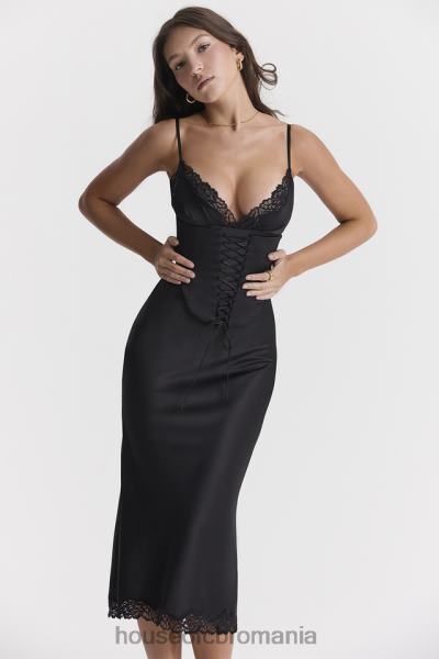 îmbrăcăminte House of CB rochie slip din satin negru salma X4F68283
