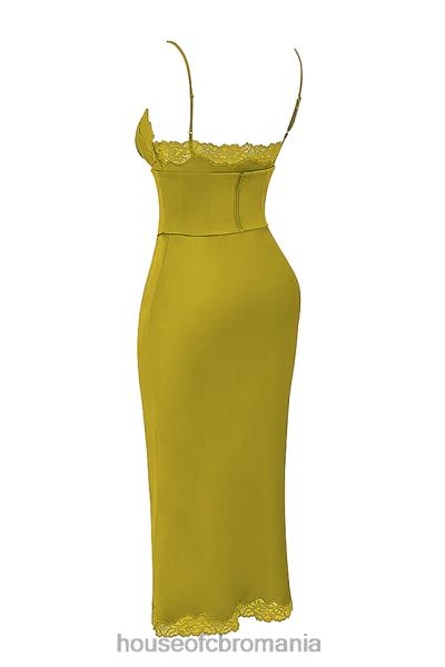 îmbrăcăminte House of CB rochie slip din satin salma chartreuse X4F68288