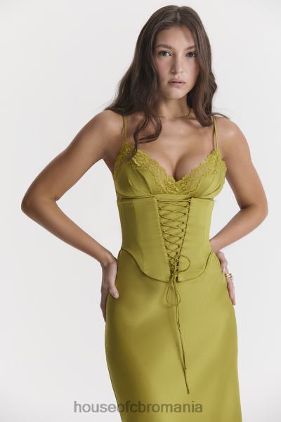 îmbrăcăminte House of CB rochie slip din satin salma chartreuse X4F68288