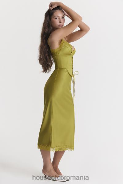 îmbrăcăminte House of CB rochie slip din satin salma chartreuse X4F68288