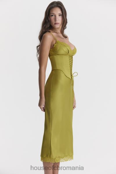îmbrăcăminte House of CB rochie slip din satin salma chartreuse X4F68288