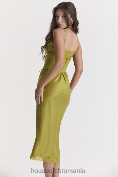 îmbrăcăminte House of CB rochie slip din satin salma chartreuse X4F68288