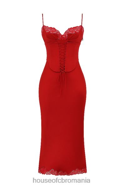 îmbrăcăminte House of CB rochie slip din satin salma red rose X4F68293