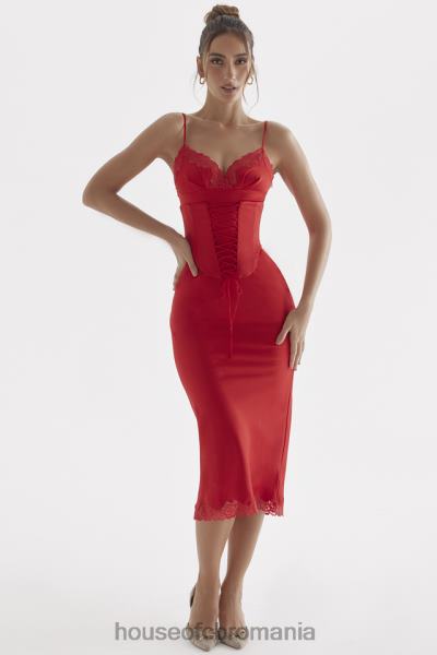 îmbrăcăminte House of CB rochie slip din satin salma red rose X4F68293