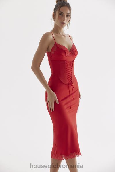 îmbrăcăminte House of CB rochie slip din satin salma red rose X4F68293