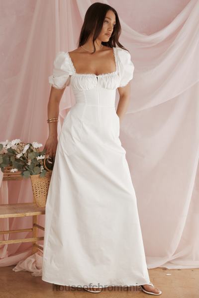 îmbrăcăminte House of CB rochie de soare albă cu mâneci bufante felizia X4F68263