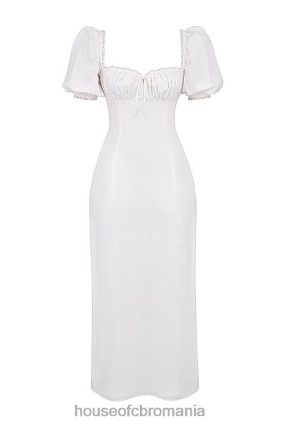 îmbrăcăminte House of CB rochie de soare albă cu mâneci bufante felizia X4F68263