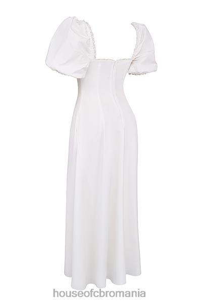 îmbrăcăminte House of CB rochie de soare albă cu mâneci bufante felizia X4F68263