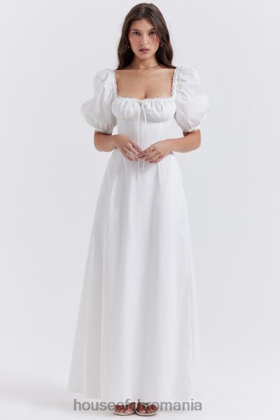 îmbrăcăminte House of CB rochie de soare albă cu mâneci bufante felizia X4F68263